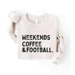 NEW OAT COLLECTIVE women's weekends coffee and football sweatshirt in heather du